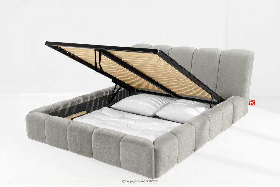 OLMIRA Łóżko tapicerowane z pojemnikiem na pościel 200 cm jasny szary jasny szary - zdjęcie 13