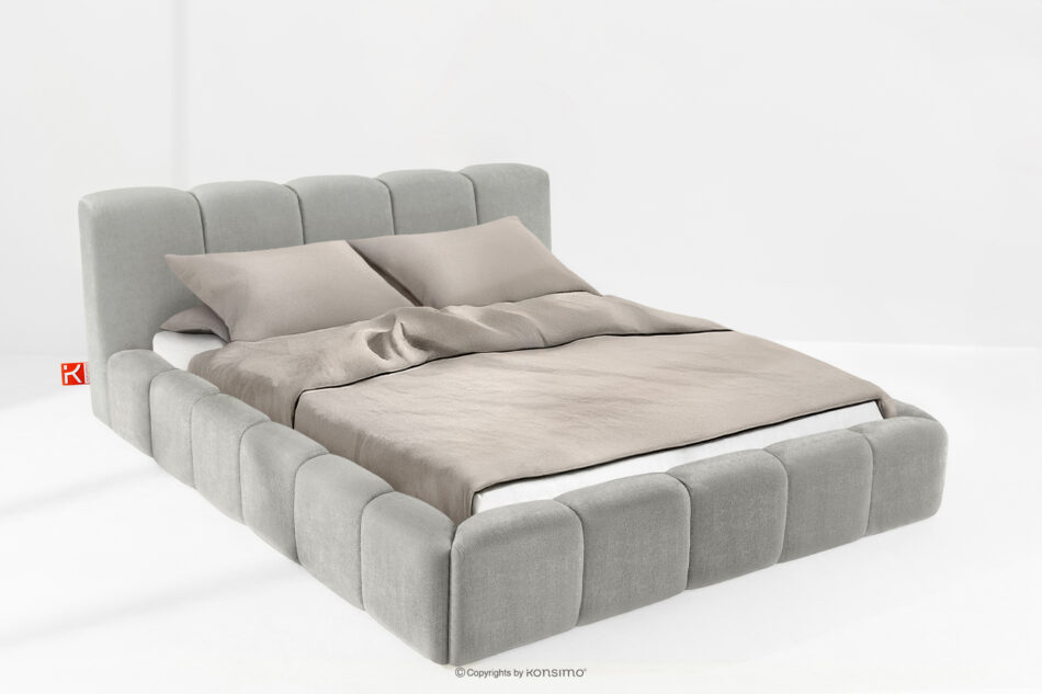 OLMIRA Łóżko tapicerowane z pojemnikiem na pościel 200 cm jasny szary jasny szary - zdjęcie 1