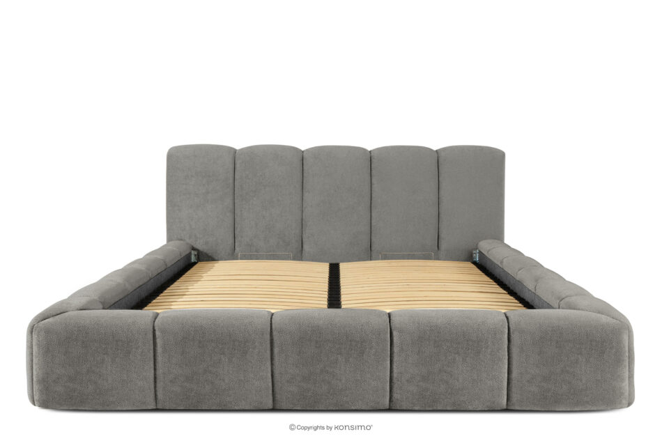 OLMIRA Łóżko tapicerowane z pojemnikiem na pościel 200 cm ciemny szary ciemny szary - zdjęcie 3