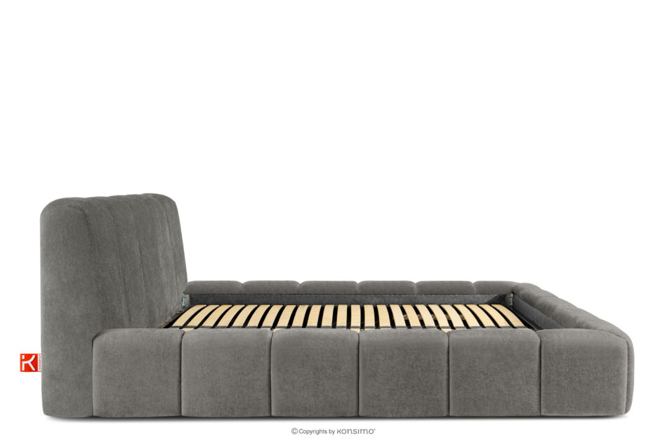 OLMIRA Łóżko tapicerowane z pojemnikiem na pościel 200 cm ciemny szary ciemny szary - zdjęcie 4