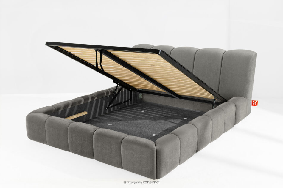 OLMIRA Łóżko tapicerowane z pojemnikiem na pościel 200 cm ciemny szary ciemny szary - zdjęcie 12