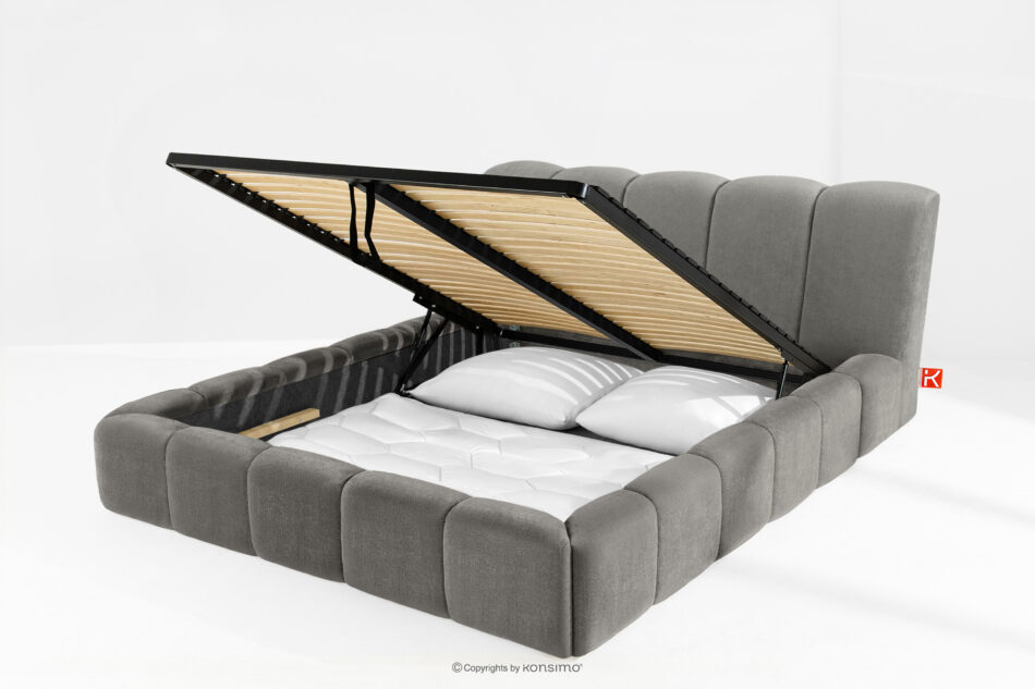OLMIRA Łóżko tapicerowane z pojemnikiem na pościel 200 cm ciemny szary ciemny szary - zdjęcie 13