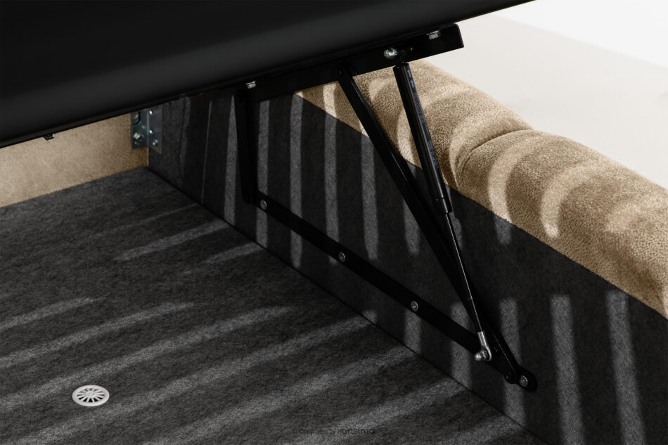 OLMIRA Łóżko tapicerowane z pojemnikiem na pościel 200 cm beżowy beżowy - zdjęcie 9