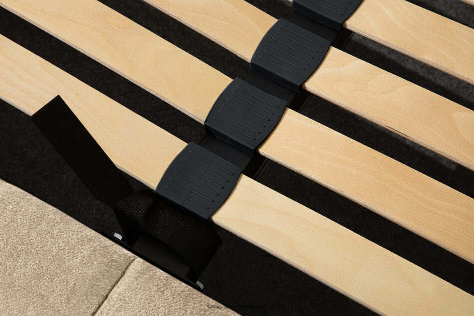 OLMIRA Łóżko tapicerowane z pojemnikiem na pościel 200 cm beżowy beżowy - zdjęcie 10