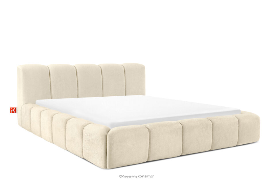 OLMIRA Łóżko tapicerowane z pojemnikiem na pościel 200 cm ecru ecru - zdjęcie 0