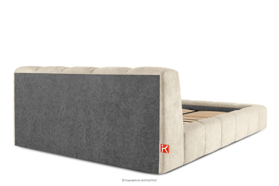 OLMIRA Łóżko tapicerowane z pojemnikiem na pościel 200 cm ecru ecru - zdjęcie 5