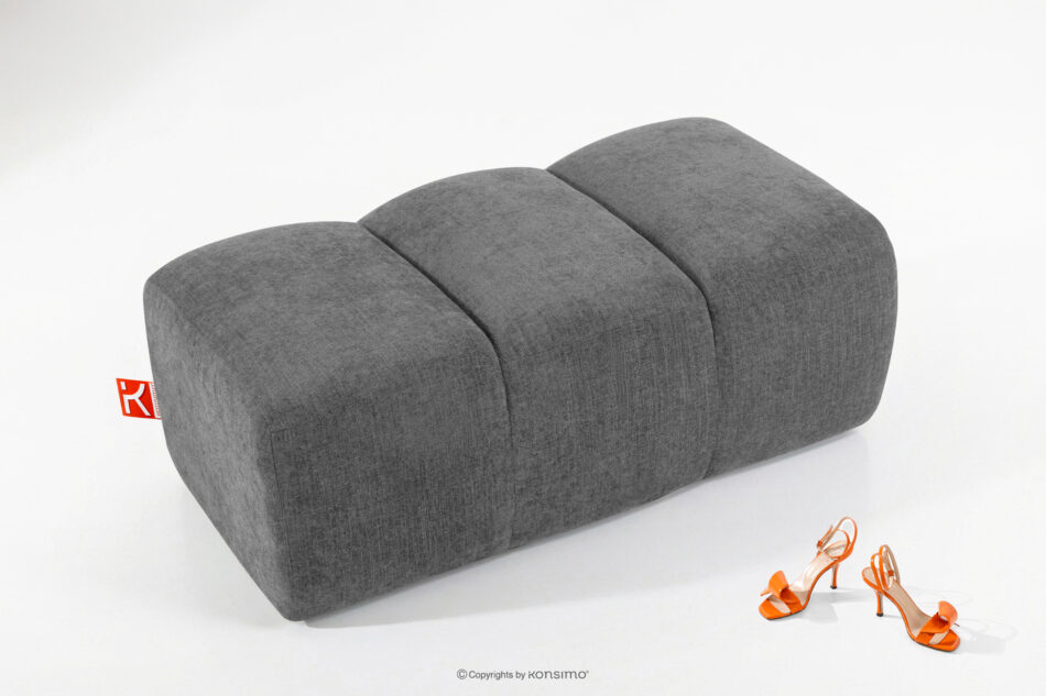 FLAVA Pikowana pufa retro modern popielaty popielaty - zdjęcie 1