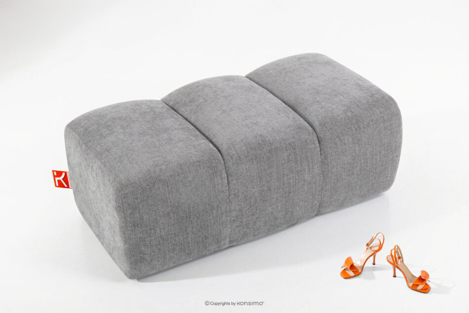 FLAVA Pikowana pufa retro modern jasny popielaty jasny popielaty - zdjęcie 1