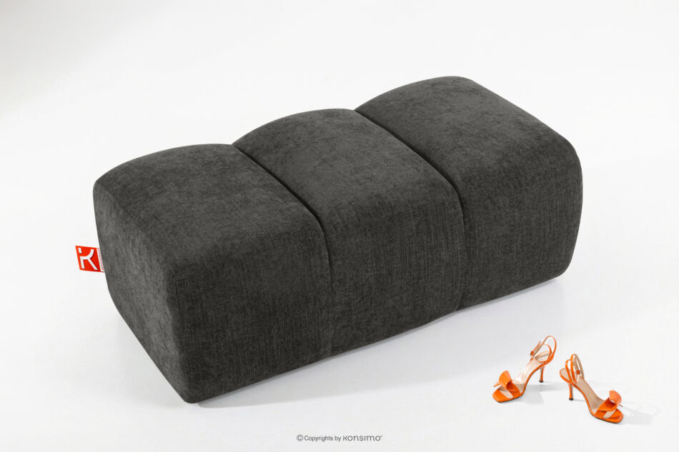 FLAVA Pikowana pufa retro modern grafitowy grafitowy - zdjęcie 1