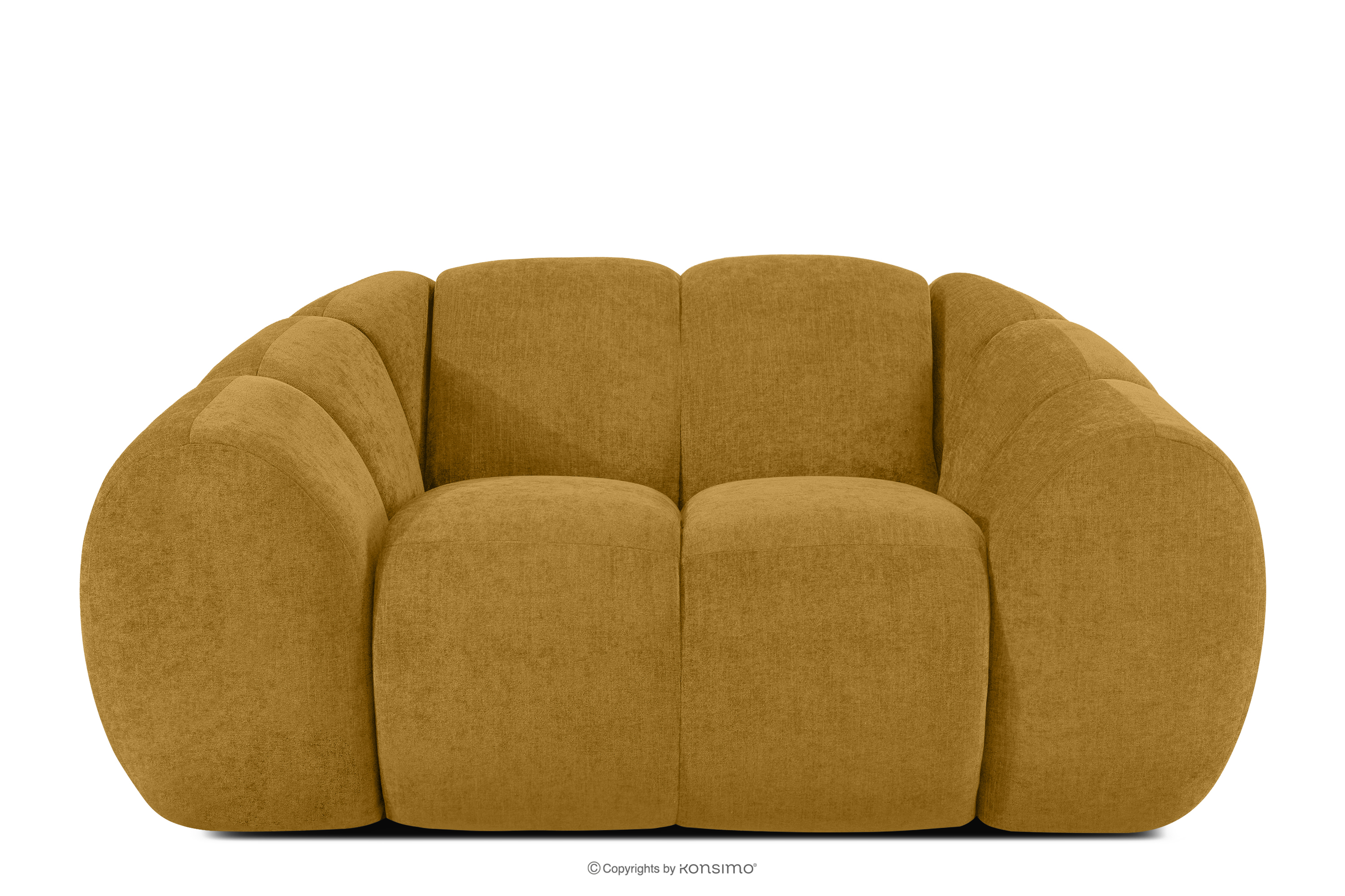 Pikowany fotel retro modern miodowy