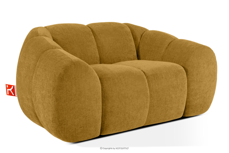 FLAVA Pikowany fotel retro modern miodowy miodowy - zdjęcie 2