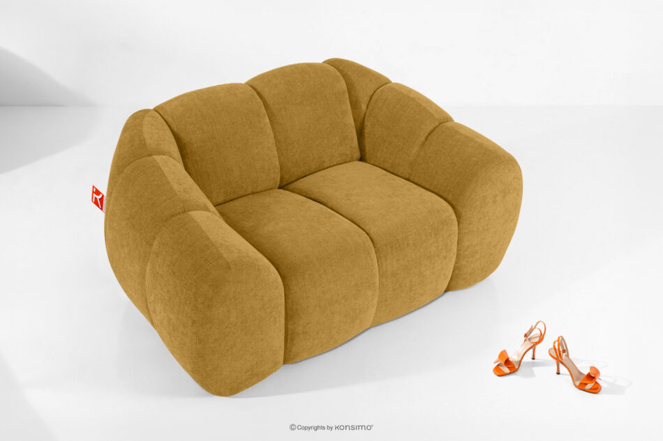 FLAVA Pikowany fotel retro modern miodowy miodowy - zdjęcie 1