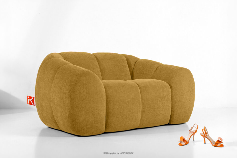 FLAVA Pikowany fotel retro modern miodowy miodowy - zdjęcie 9