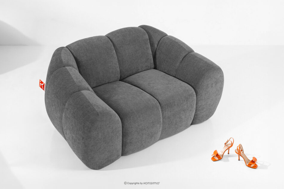 FLAVA Pikowany fotel retro modern popielaty popielaty - zdjęcie 1