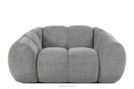 Pikowany fotel retro modern jasny popielaty