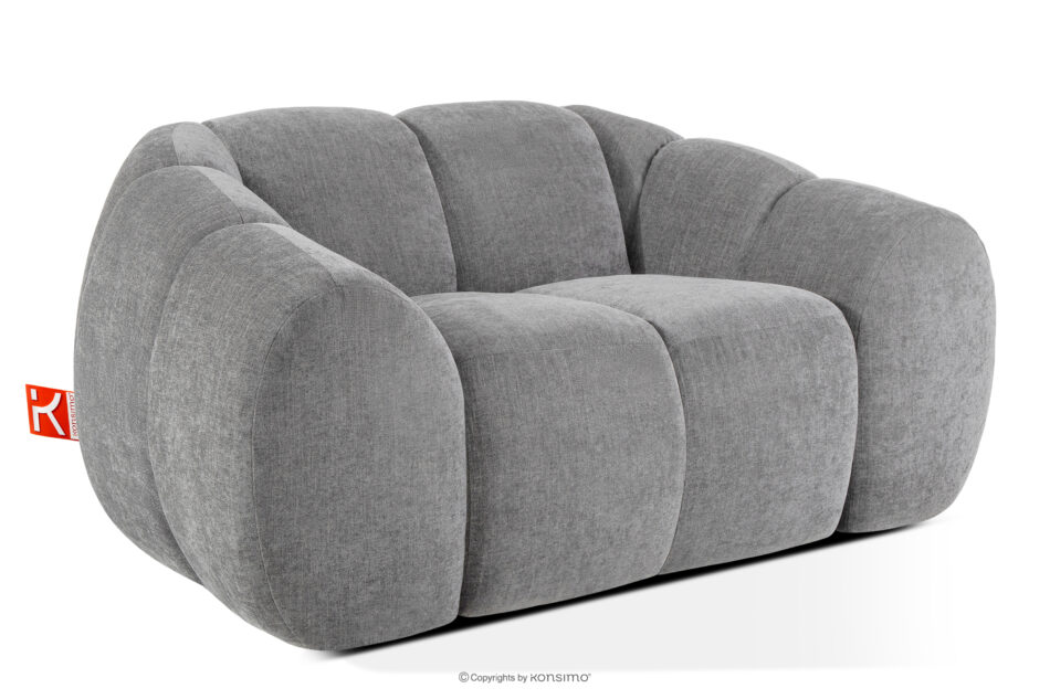 FLAVA Pikowany fotel retro modern jasny popielaty jasny popielaty - zdjęcie 2