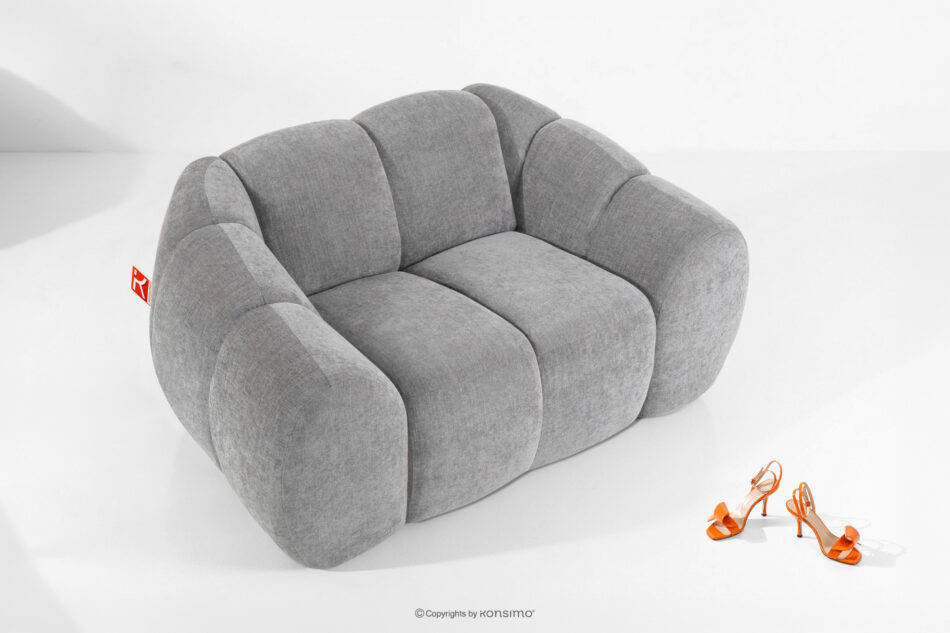 FLAVA Pikowany fotel retro modern jasny popielaty jasny popielaty - zdjęcie 1