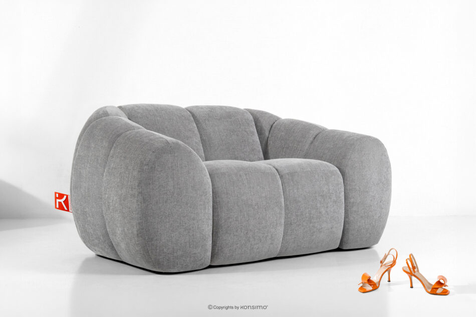 FLAVA Pikowany fotel retro modern jasny popielaty jasny popielaty - zdjęcie 9