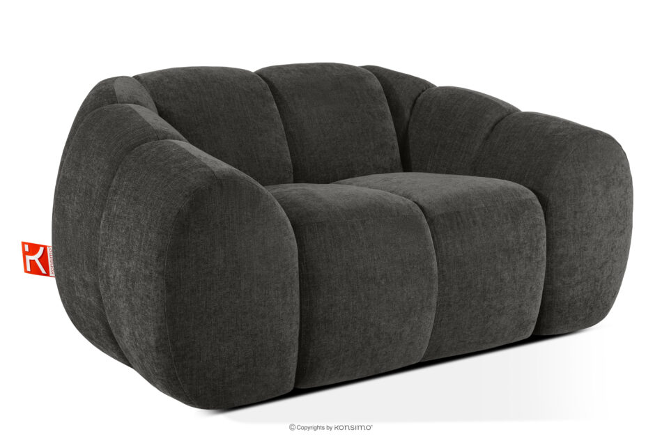 FLAVA Pikowany fotel retro modern grafitowy grafitowy - zdjęcie 2