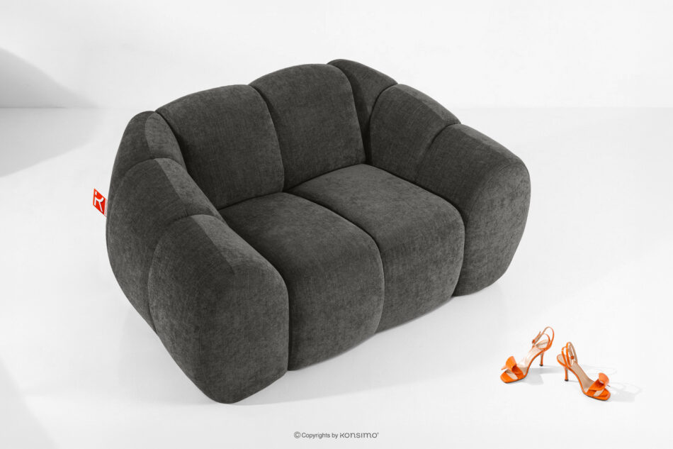 FLAVA Pikowany fotel retro modern grafitowy grafitowy - zdjęcie 1