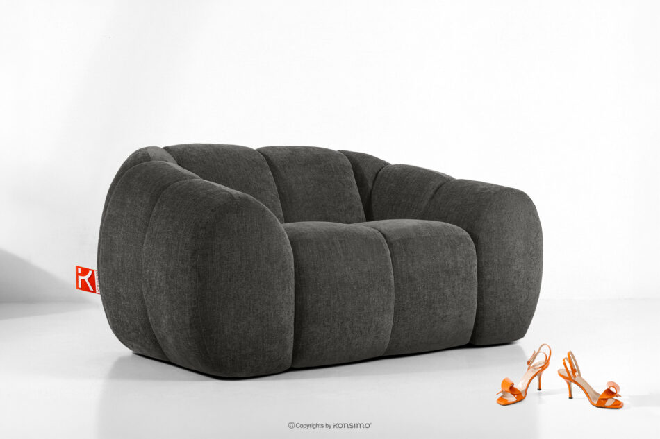 FLAVA Pikowany fotel retro modern grafitowy grafitowy - zdjęcie 9