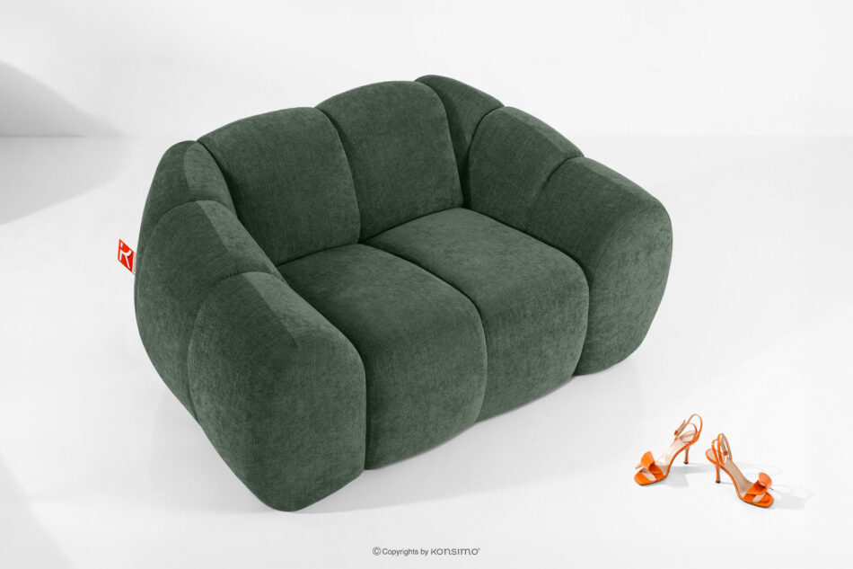 FLAVA Pikowany fotel retro modern ciemny zielony ciemny zielony - zdjęcie 1