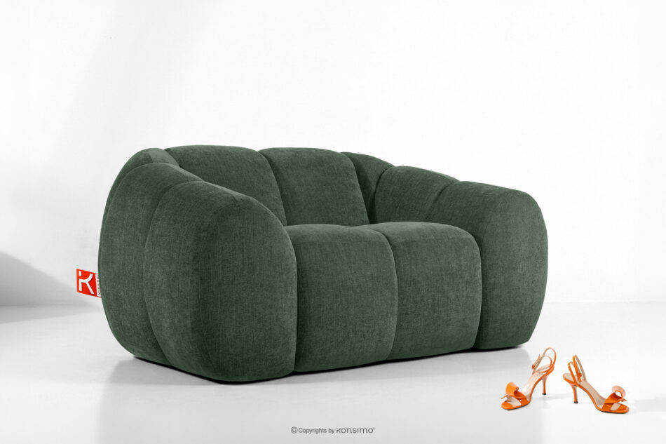 FLAVA Pikowany fotel retro modern ciemny zielony ciemny zielony - zdjęcie 9