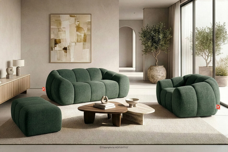 FLAVA Pikowany fotel retro modern ciemny zielony ciemny zielony - zdjęcie 10