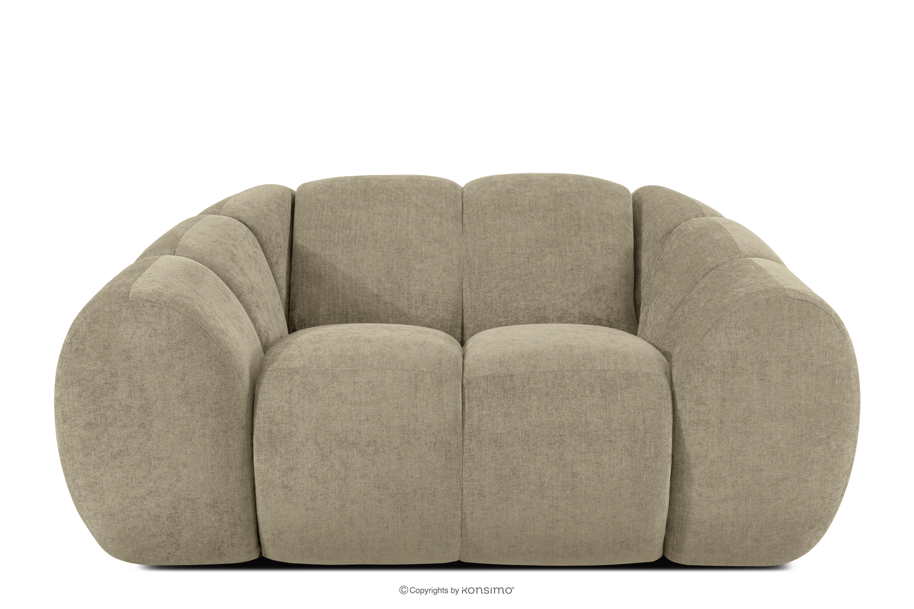 Pikowany fotel retro modern piaskowy