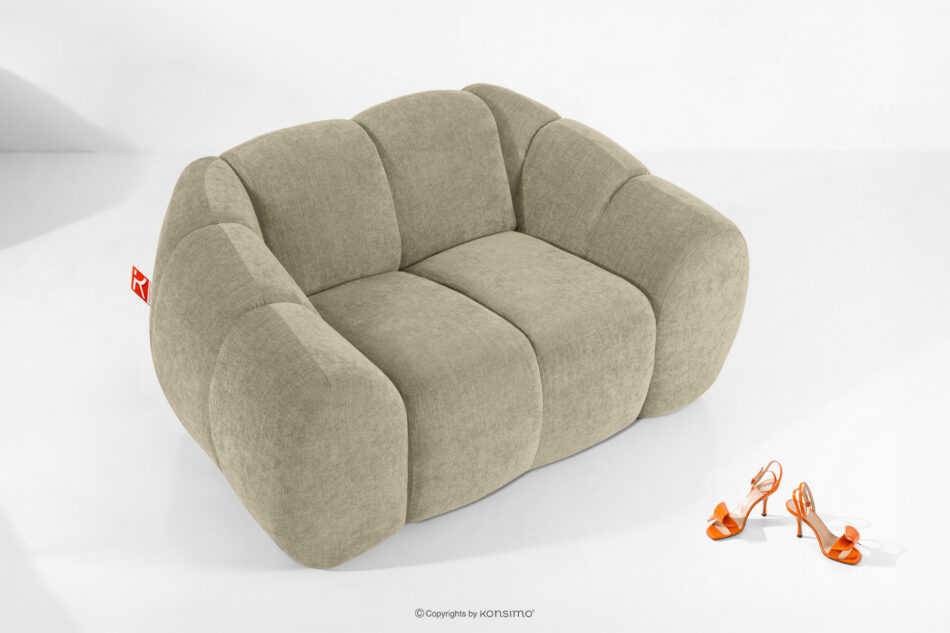 FLAVA Pikowany fotel retro modern piaskowy piaskowy - zdjęcie 1