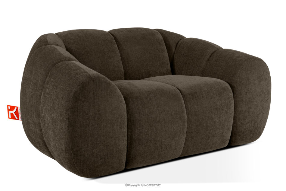 FLAVA Pikowany fotel retro modern brązowy brązowy - zdjęcie 2