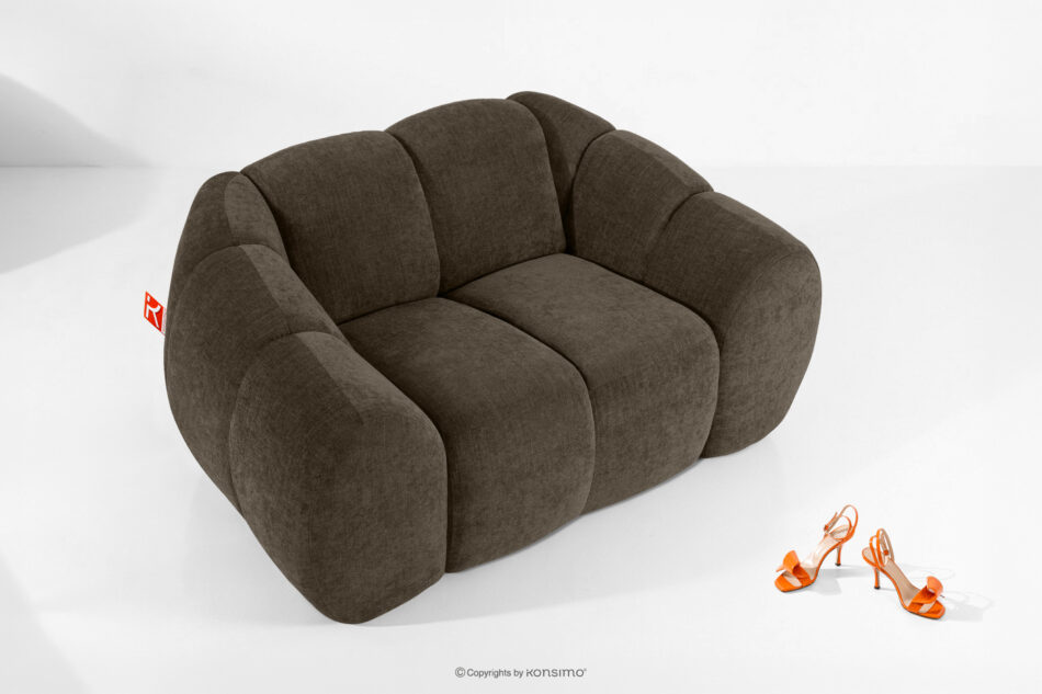 FLAVA Pikowany fotel retro modern brązowy brązowy - zdjęcie 1