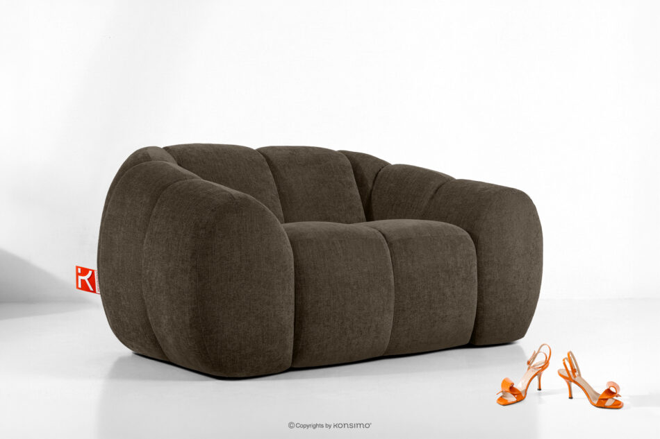 FLAVA Pikowany fotel retro modern brązowy brązowy - zdjęcie 9