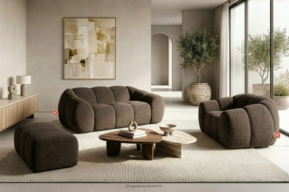 FLAVA Pikowany fotel retro modern brązowy brązowy - zdjęcie 10