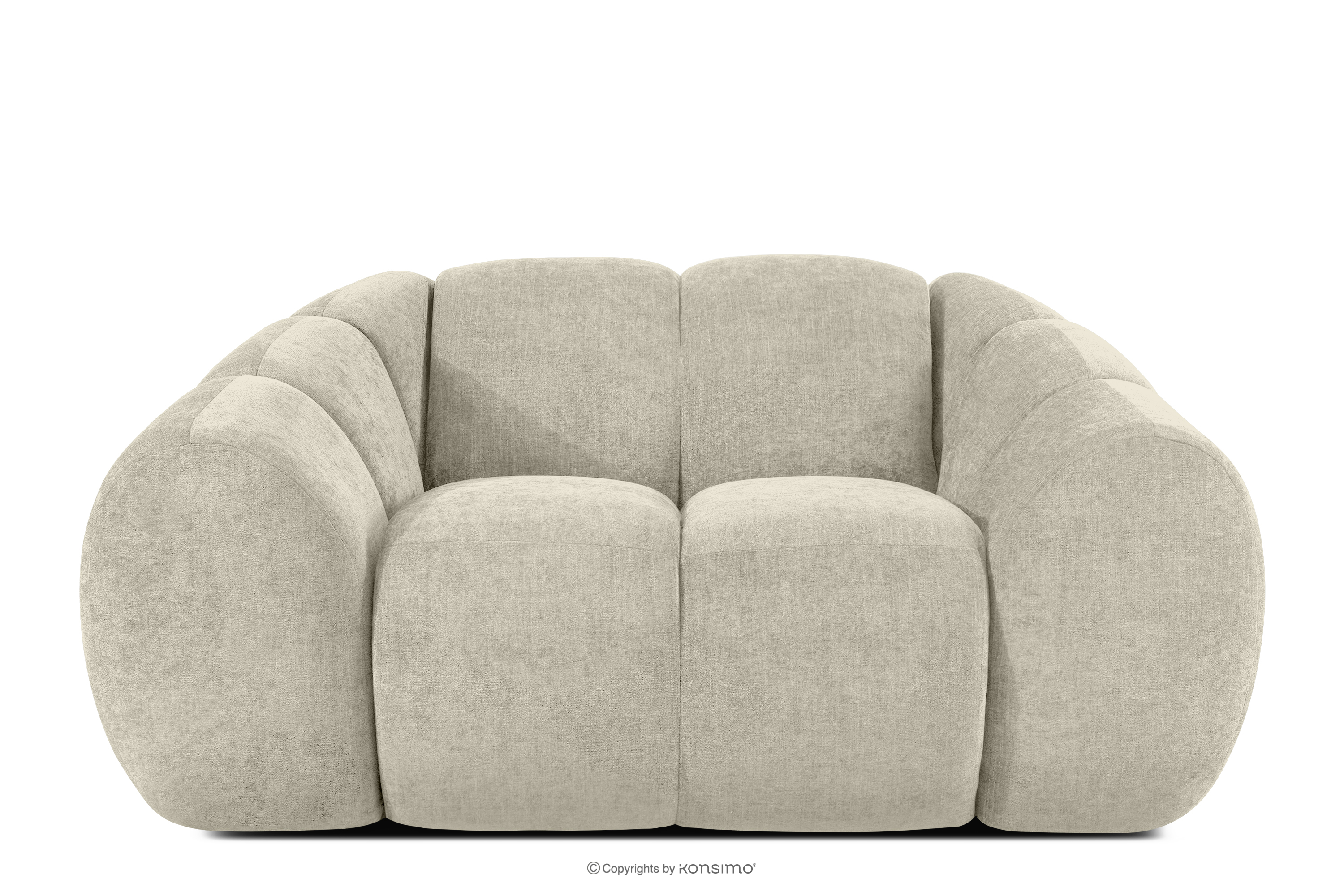 Pikowany fotel retro modern ecru