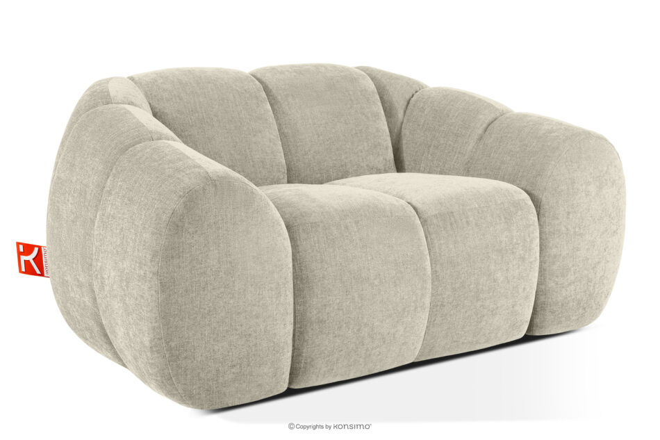 FLAVA Pikowany fotel retro modern ecru ecru - zdjęcie 2