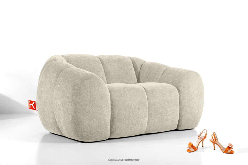 FLAVA Pikowany fotel retro modern ecru ecru - zdjęcie 9