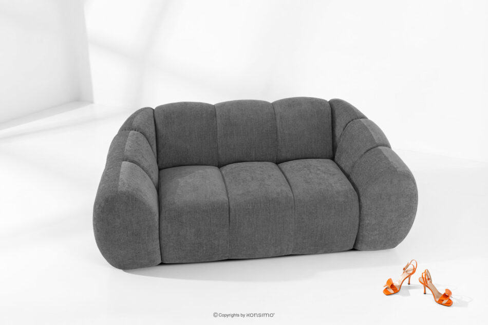 FLAVA Pikowana sofa dwuosobowa retro modern popielaty popielaty - zdjęcie 1