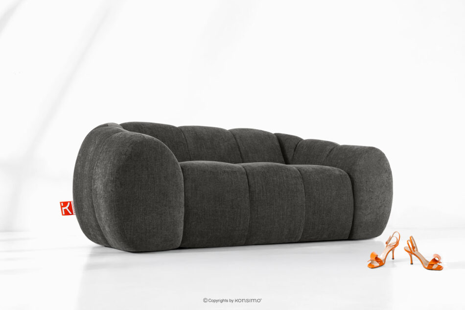 FLAVA Pikowana sofa dwuosobowa retro modern grafitowy grafitowy - zdjęcie 8