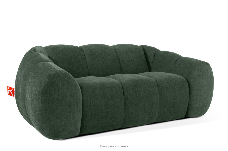 FLAVA Pikowana sofa dwuosobowa retro modern ciemny zielony ciemny zielony - zdjęcie 2