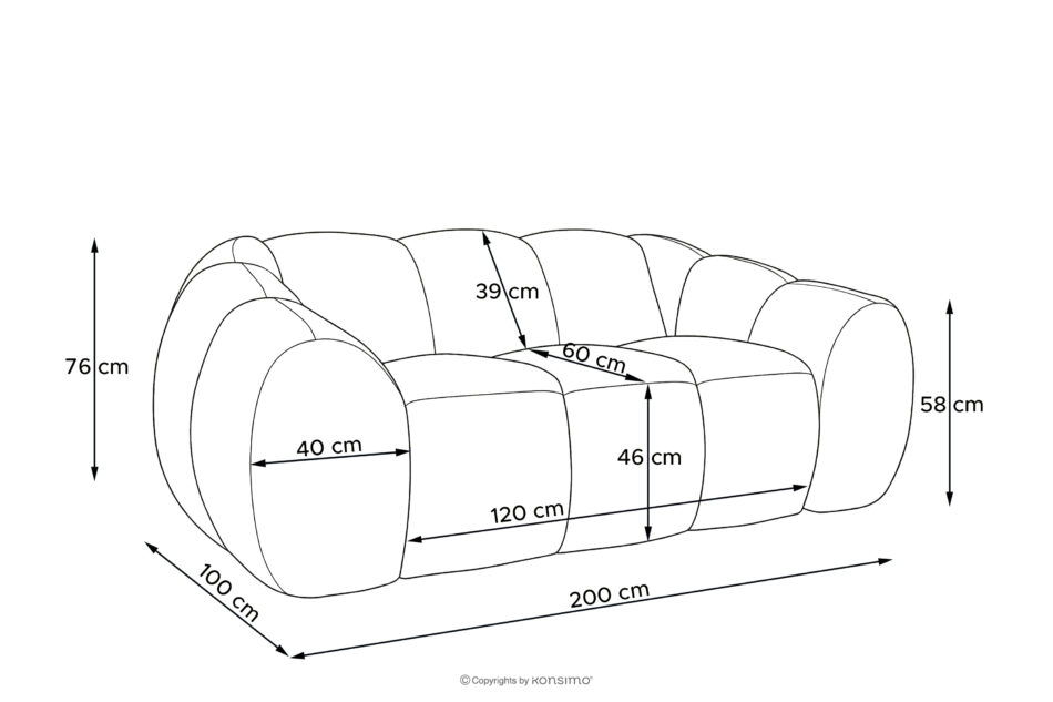 FLAVA Pikowana sofa dwuosobowa retro modern ecru ecru - zdjęcie 10