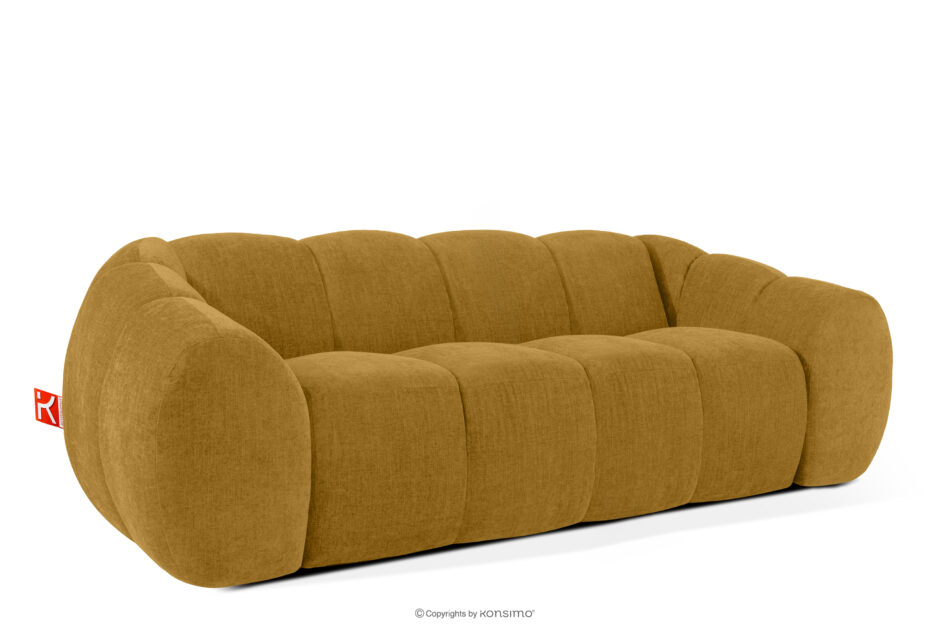 FLAVA Pikowana sofa trzyosobowa retro modern miodowy miodowy - zdjęcie 2