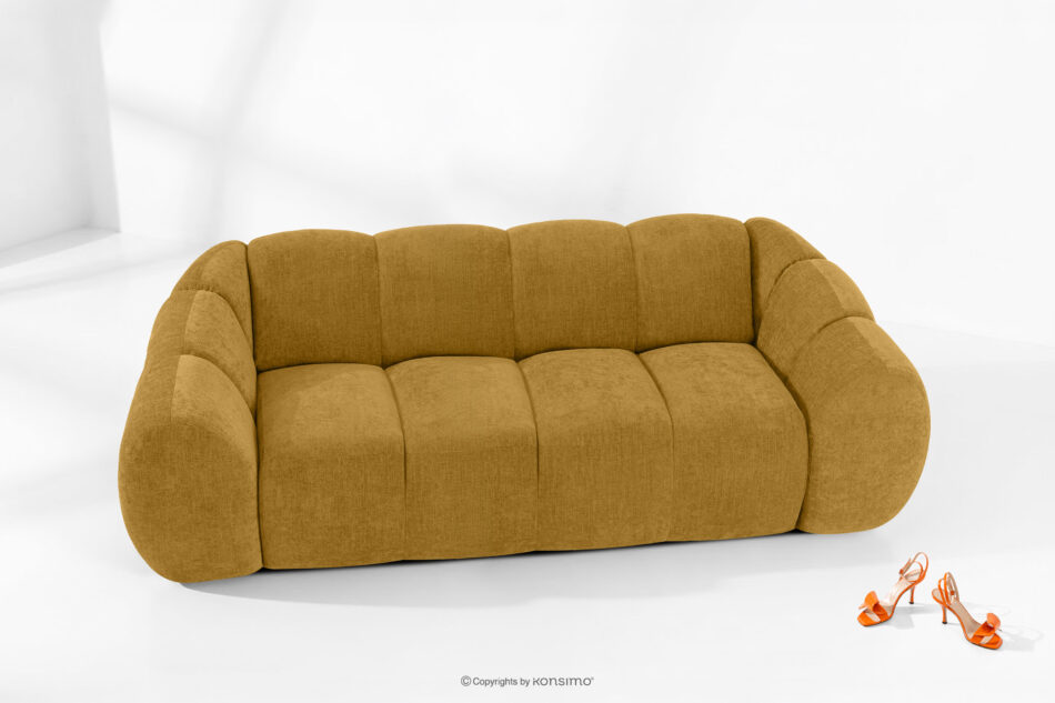 FLAVA Pikowana sofa trzyosobowa retro modern miodowy miodowy - zdjęcie 1