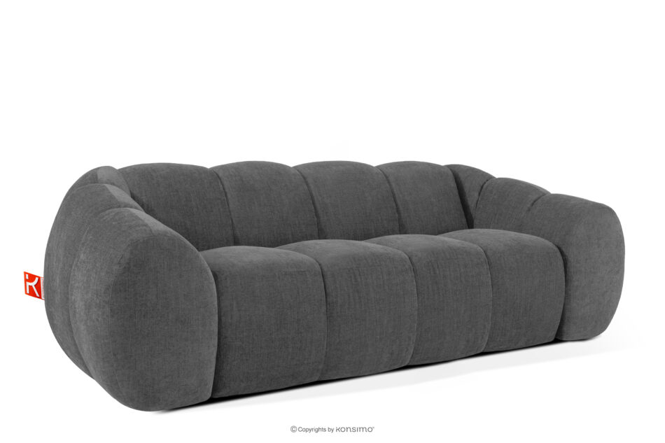 FLAVA Pikowana sofa trzyosobowa retro modern popielaty popielaty - zdjęcie 2
