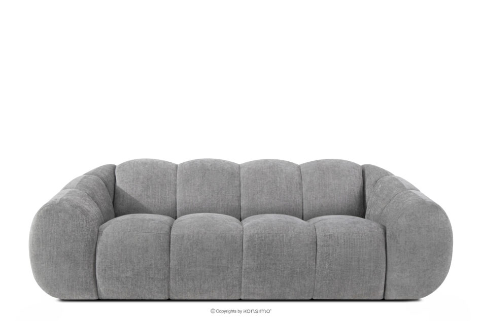 FLAVA Pikowana sofa trzyosobowa retro modern jasny popielaty jasny popielaty - zdjęcie 0