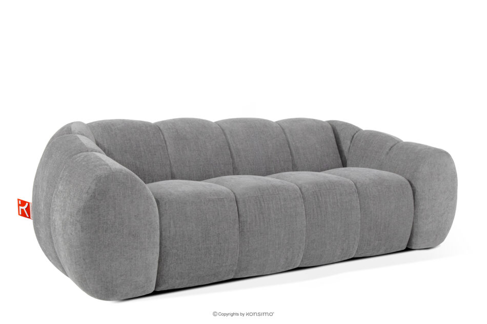 FLAVA Pikowana sofa trzyosobowa retro modern jasny popielaty jasny popielaty - zdjęcie 2