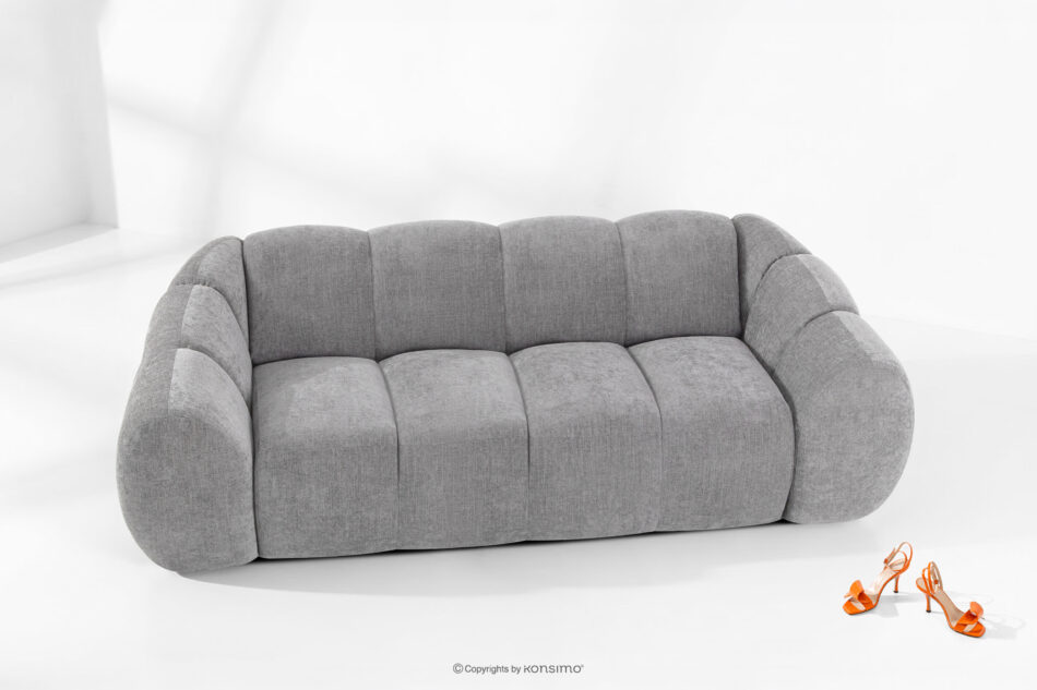 FLAVA Pikowana sofa trzyosobowa retro modern jasny popielaty jasny popielaty - zdjęcie 1