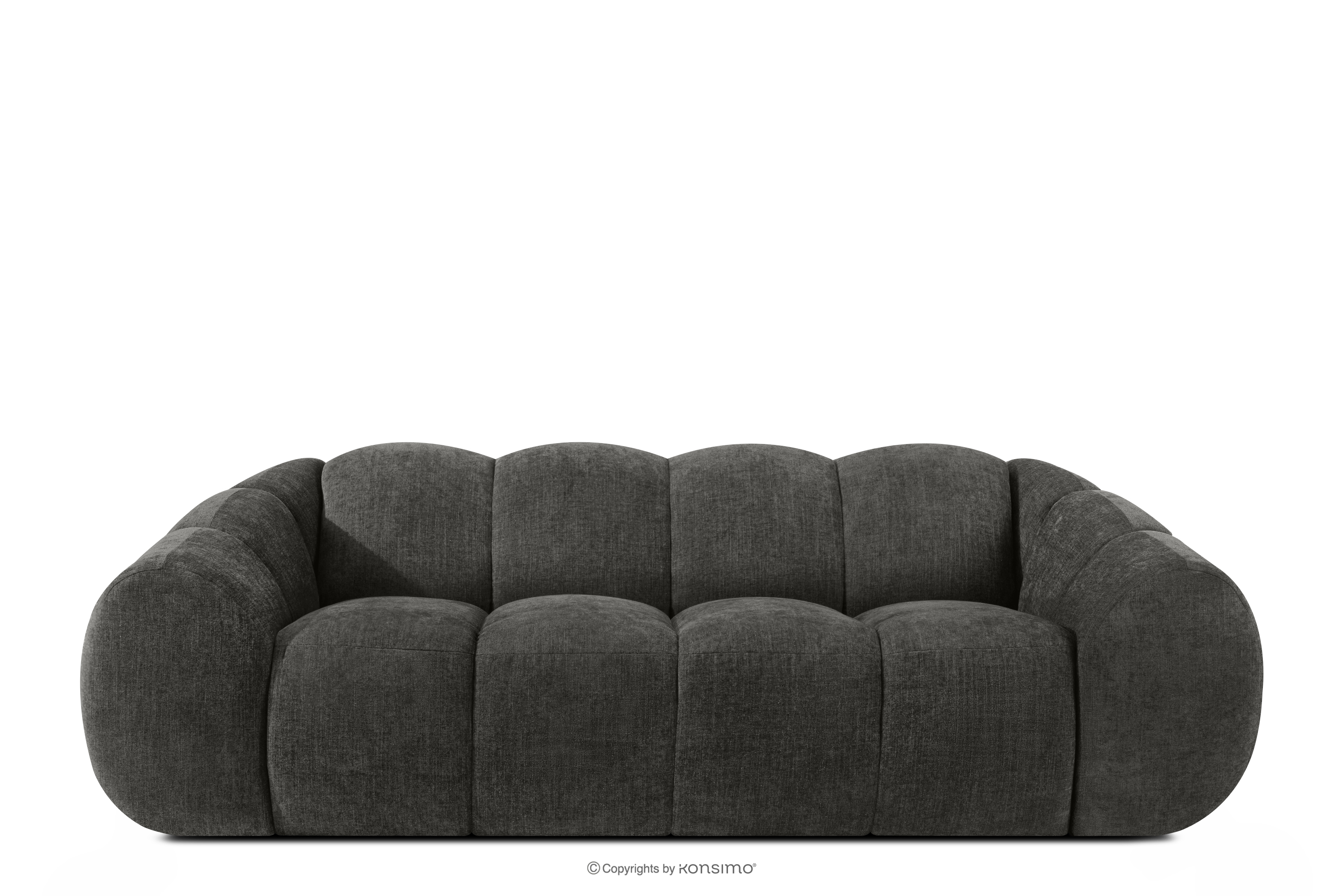 Pikowana sofa trzyosobowa retro modern grafitowy