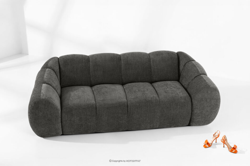 FLAVA Pikowana sofa trzyosobowa retro modern grafitowy grafitowy - zdjęcie 1