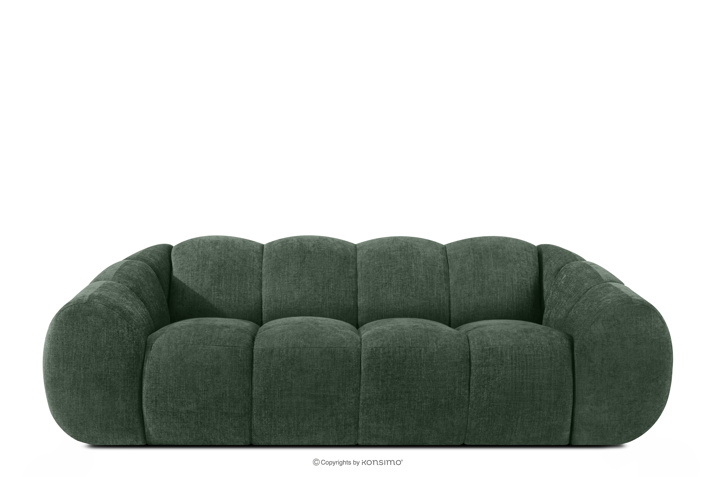 Pikowana sofa trzyosobowa retro modern ciemny zielony